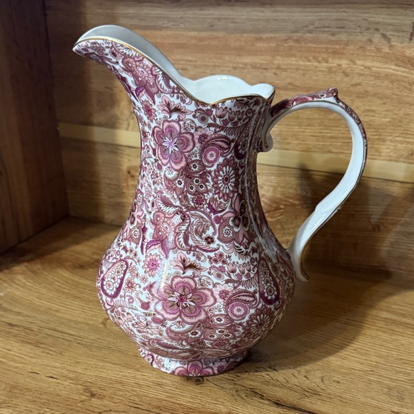 Godinger Pink and White Floral Ceramic Pitcher - Picture 1 of 5